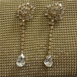 Elegant Gold and Silver Crystal Drop Earrings Beautiful
